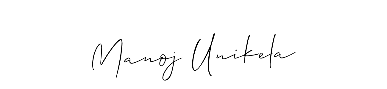 You should practise on your own different ways (Allison_Script) to write your name (Manoj Unikela) in signature. don't let someone else do it for you. Manoj Unikela signature style 2 images and pictures png