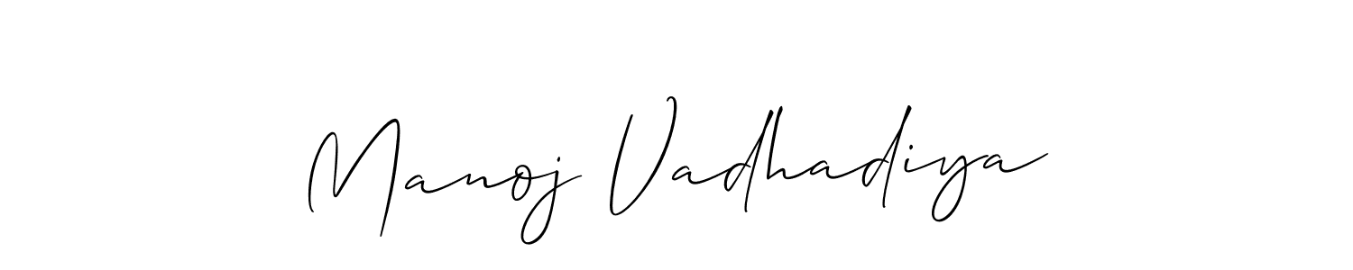 You should practise on your own different ways (Allison_Script) to write your name (Manoj Vadhadiya) in signature. don't let someone else do it for you. Manoj Vadhadiya signature style 2 images and pictures png