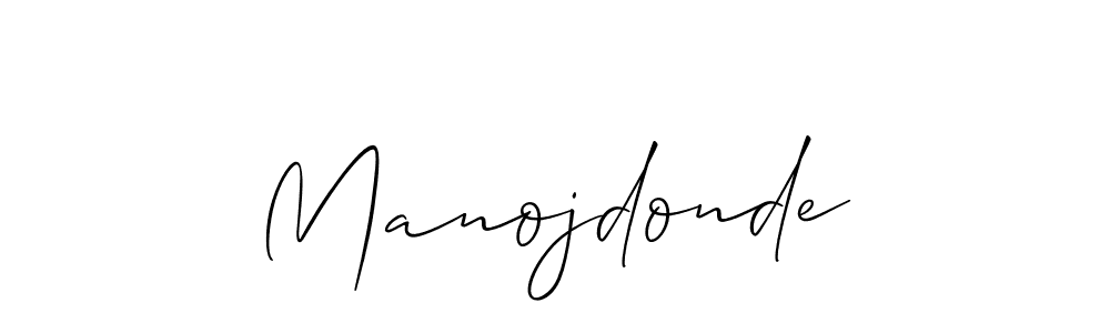 The best way (Allison_Script) to make a short signature is to pick only two or three words in your name. The name Manojdonde include a total of six letters. For converting this name. Manojdonde signature style 2 images and pictures png