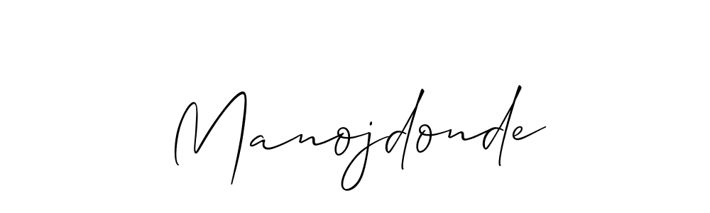 The best way (Allison_Script) to make a short signature is to pick only two or three words in your name. The name Manojdonde include a total of six letters. For converting this name. Manojdonde signature style 2 images and pictures png