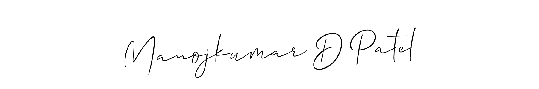 Make a short Manojkumar D Patel signature style. Manage your documents anywhere anytime using Allison_Script. Create and add eSignatures, submit forms, share and send files easily. Manojkumar D Patel signature style 2 images and pictures png