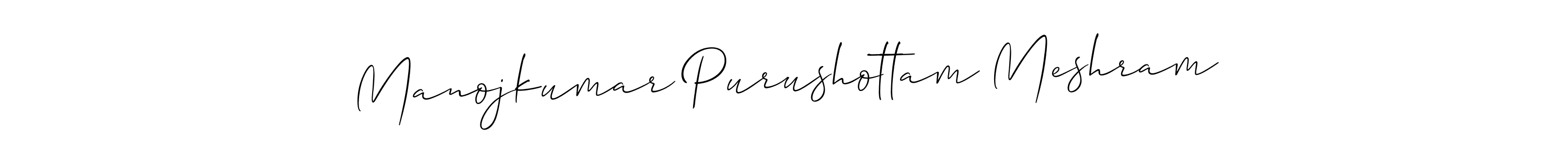 Make a short Manojkumar Purushottam Meshram signature style. Manage your documents anywhere anytime using Allison_Script. Create and add eSignatures, submit forms, share and send files easily. Manojkumar Purushottam Meshram signature style 2 images and pictures png