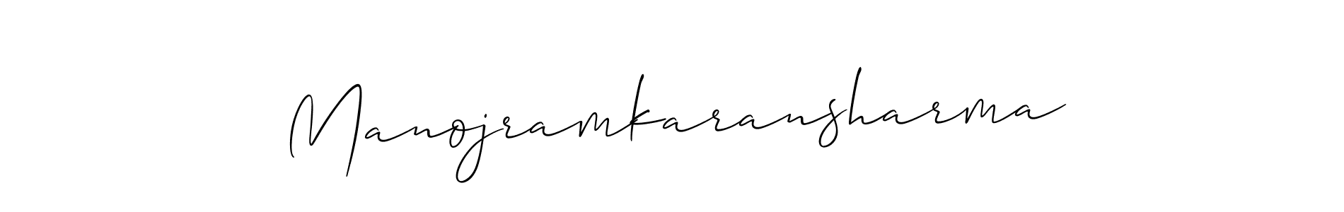 The best way (Allison_Script) to make a short signature is to pick only two or three words in your name. The name Manojramkaransharma include a total of six letters. For converting this name. Manojramkaransharma signature style 2 images and pictures png