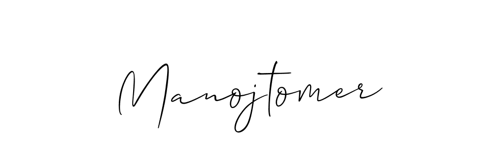The best way (Allison_Script) to make a short signature is to pick only two or three words in your name. The name Manojtomer include a total of six letters. For converting this name. Manojtomer signature style 2 images and pictures png