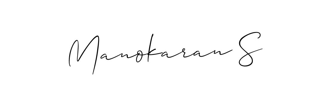 How to make Manokaran S signature? Allison_Script is a professional autograph style. Create handwritten signature for Manokaran S name. Manokaran S signature style 2 images and pictures png