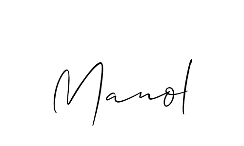 You should practise on your own different ways (Allison_Script) to write your name (Manol) in signature. don't let someone else do it for you. Manol signature style 2 images and pictures png