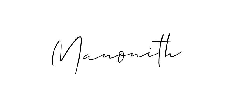 Use a signature maker to create a handwritten signature online. With this signature software, you can design (Allison_Script) your own signature for name Manonith. Manonith signature style 2 images and pictures png