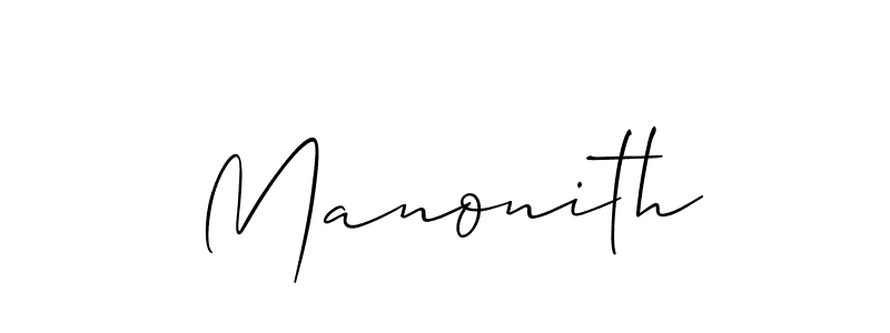 Use a signature maker to create a handwritten signature online. With this signature software, you can design (Allison_Script) your own signature for name Manonith. Manonith signature style 2 images and pictures png