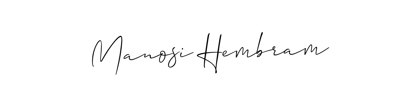 Create a beautiful signature design for name Manosi Hembram. With this signature (Allison_Script) fonts, you can make a handwritten signature for free. Manosi Hembram signature style 2 images and pictures png