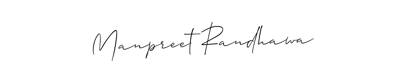 Create a beautiful signature design for name Manpreet Randhawa. With this signature (Allison_Script) fonts, you can make a handwritten signature for free. Manpreet Randhawa signature style 2 images and pictures png