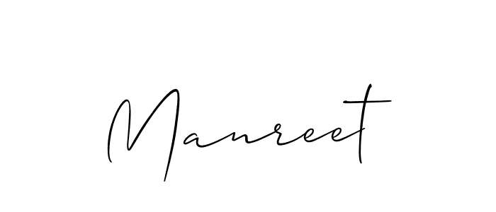 How to make Manreet signature? Allison_Script is a professional autograph style. Create handwritten signature for Manreet name. Manreet signature style 2 images and pictures png