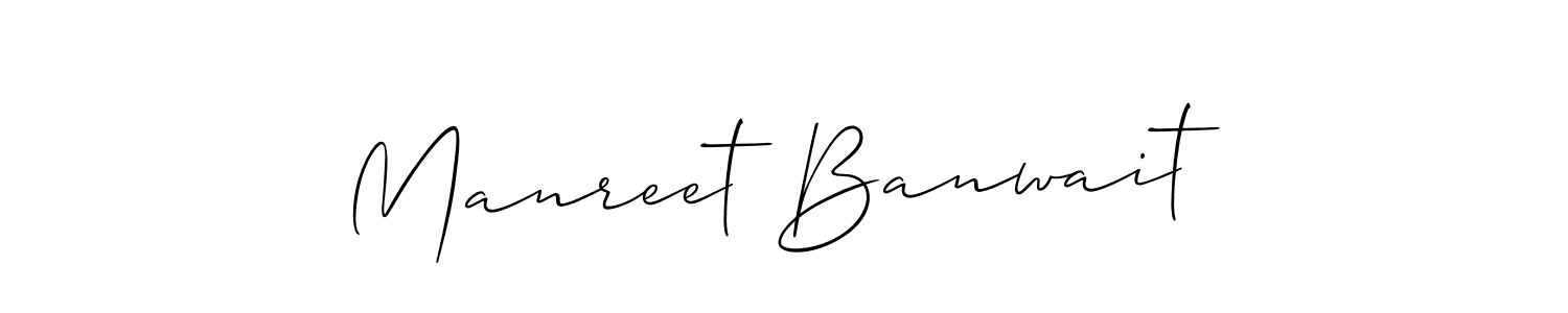 The best way (Allison_Script) to make a short signature is to pick only two or three words in your name. The name Manreet Banwait include a total of six letters. For converting this name. Manreet Banwait signature style 2 images and pictures png