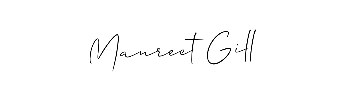 Make a beautiful signature design for name Manreet Gill. With this signature (Allison_Script) style, you can create a handwritten signature for free. Manreet Gill signature style 2 images and pictures png