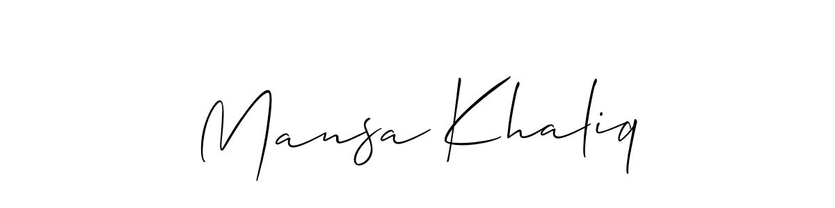 Design your own signature with our free online signature maker. With this signature software, you can create a handwritten (Allison_Script) signature for name Mansa Khaliq. Mansa Khaliq signature style 2 images and pictures png