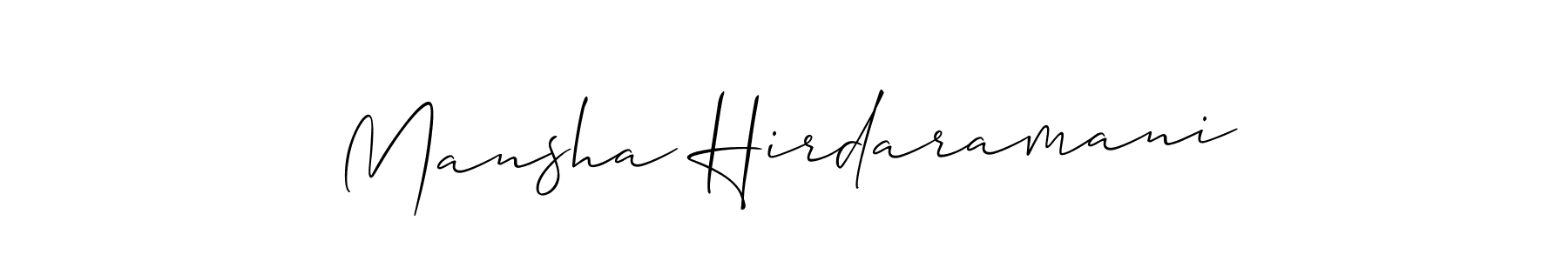 You should practise on your own different ways (Allison_Script) to write your name (Mansha Hirdaramani) in signature. don't let someone else do it for you. Mansha Hirdaramani signature style 2 images and pictures png