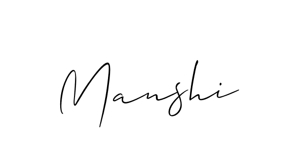 Design your own signature with our free online signature maker. With this signature software, you can create a handwritten (Allison_Script) signature for name Manshi. Manshi signature style 2 images and pictures png