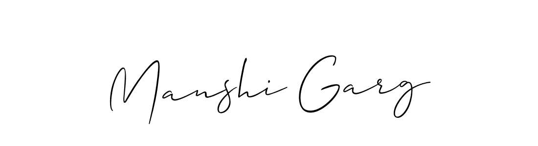 Create a beautiful signature design for name Manshi Garg. With this signature (Allison_Script) fonts, you can make a handwritten signature for free. Manshi Garg signature style 2 images and pictures png