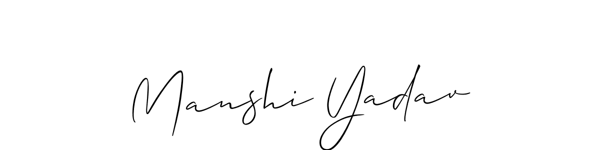 Create a beautiful signature design for name Manshi Yadav. With this signature (Allison_Script) fonts, you can make a handwritten signature for free. Manshi Yadav signature style 2 images and pictures png