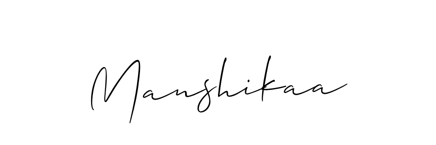 Design your own signature with our free online signature maker. With this signature software, you can create a handwritten (Allison_Script) signature for name Manshikaa. Manshikaa signature style 2 images and pictures png