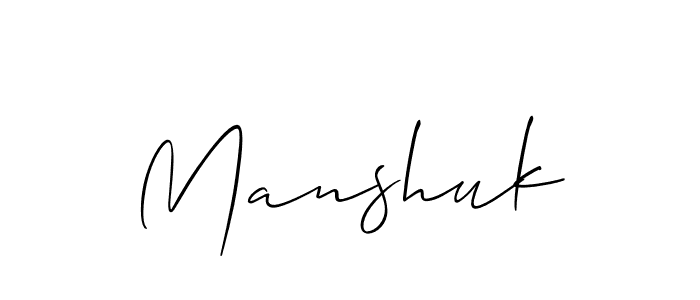 Use a signature maker to create a handwritten signature online. With this signature software, you can design (Allison_Script) your own signature for name Manshuk. Manshuk signature style 2 images and pictures png