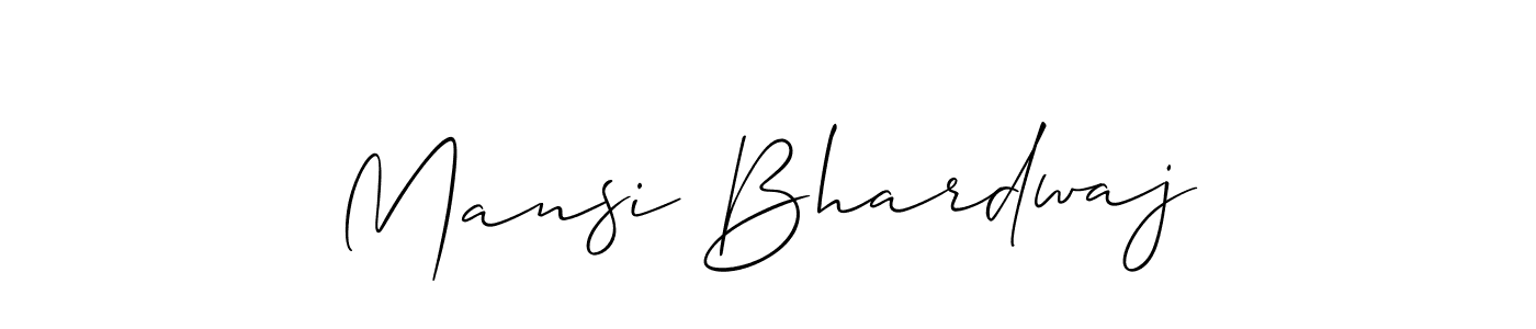 Make a beautiful signature design for name Mansi Bhardwaj. With this signature (Allison_Script) style, you can create a handwritten signature for free. Mansi Bhardwaj signature style 2 images and pictures png