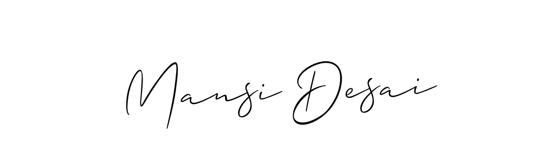 Make a beautiful signature design for name Mansi Desai. With this signature (Allison_Script) style, you can create a handwritten signature for free. Mansi Desai signature style 2 images and pictures png