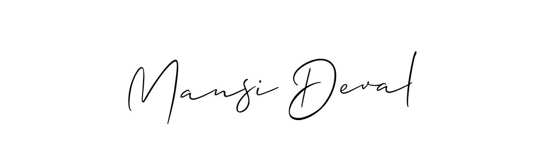 How to make Mansi Deval signature? Allison_Script is a professional autograph style. Create handwritten signature for Mansi Deval name. Mansi Deval signature style 2 images and pictures png