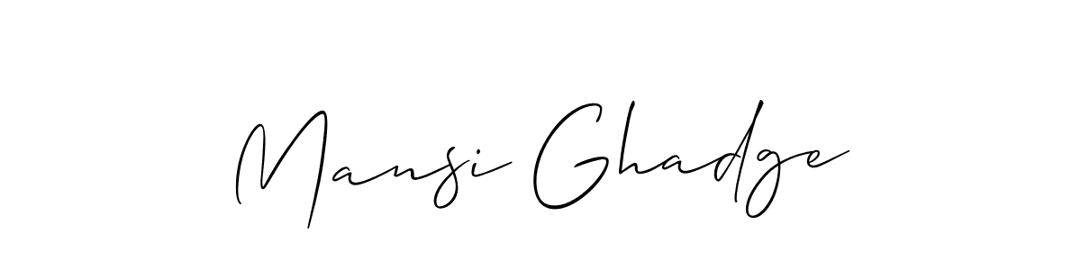 It looks lik you need a new signature style for name Mansi Ghadge. Design unique handwritten (Allison_Script) signature with our free signature maker in just a few clicks. Mansi Ghadge signature style 2 images and pictures png