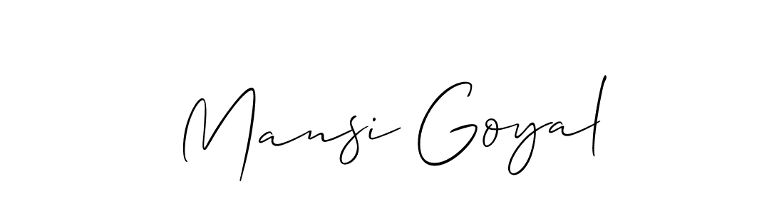 Make a beautiful signature design for name Mansi Goyal. With this signature (Allison_Script) style, you can create a handwritten signature for free. Mansi Goyal signature style 2 images and pictures png