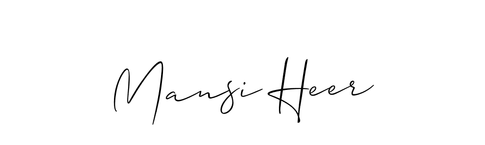 How to make Mansi Heer signature? Allison_Script is a professional autograph style. Create handwritten signature for Mansi Heer name. Mansi Heer signature style 2 images and pictures png