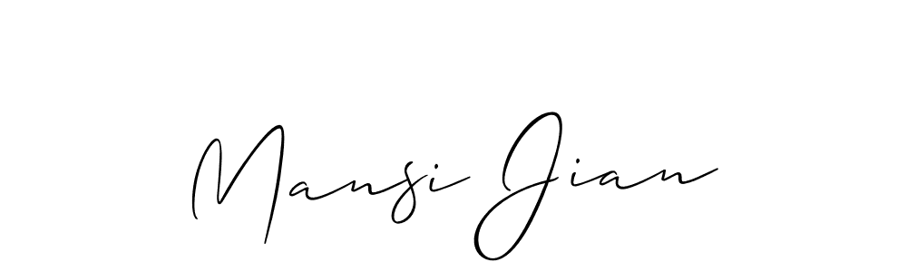 Allison_Script is a professional signature style that is perfect for those who want to add a touch of class to their signature. It is also a great choice for those who want to make their signature more unique. Get Mansi Jian name to fancy signature for free. Mansi Jian signature style 2 images and pictures png