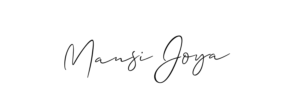 Make a short Mansi Joya signature style. Manage your documents anywhere anytime using Allison_Script. Create and add eSignatures, submit forms, share and send files easily. Mansi Joya signature style 2 images and pictures png