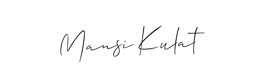 The best way (Allison_Script) to make a short signature is to pick only two or three words in your name. The name Mansi Kulat include a total of six letters. For converting this name. Mansi Kulat signature style 2 images and pictures png