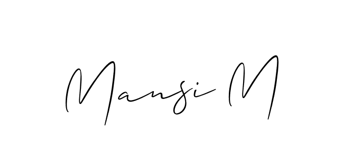 Create a beautiful signature design for name Mansi M. With this signature (Allison_Script) fonts, you can make a handwritten signature for free. Mansi M signature style 2 images and pictures png