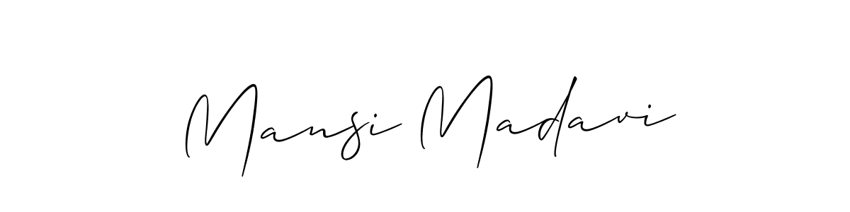 Create a beautiful signature design for name Mansi Madavi. With this signature (Allison_Script) fonts, you can make a handwritten signature for free. Mansi Madavi signature style 2 images and pictures png