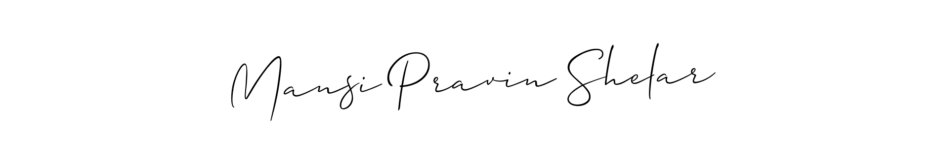 You should practise on your own different ways (Allison_Script) to write your name (Mansi Pravin Shelar) in signature. don't let someone else do it for you. Mansi Pravin Shelar signature style 2 images and pictures png