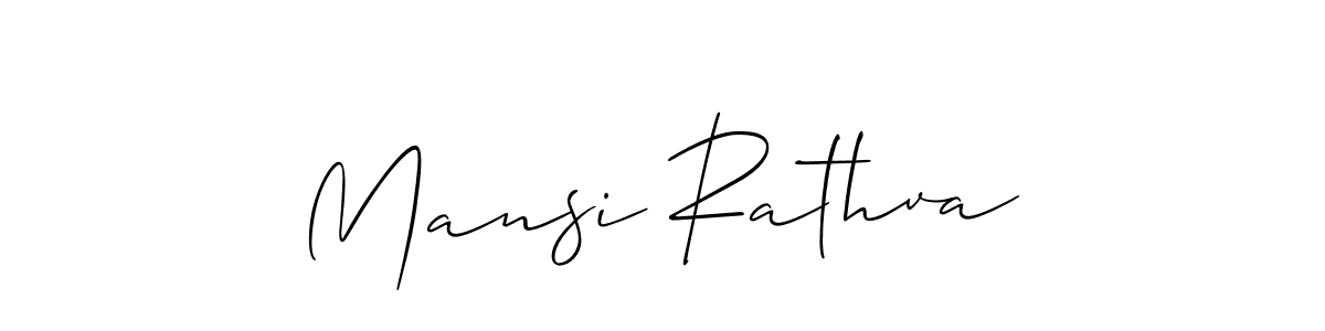 Design your own signature with our free online signature maker. With this signature software, you can create a handwritten (Allison_Script) signature for name Mansi Rathva. Mansi Rathva signature style 2 images and pictures png