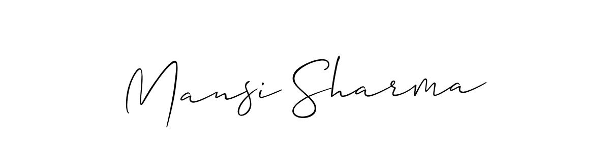 Make a short Mansi Sharma signature style. Manage your documents anywhere anytime using Allison_Script. Create and add eSignatures, submit forms, share and send files easily. Mansi Sharma signature style 2 images and pictures png