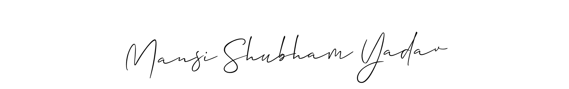 You should practise on your own different ways (Allison_Script) to write your name (Mansi Shubham Yadav) in signature. don't let someone else do it for you. Mansi Shubham Yadav signature style 2 images and pictures png