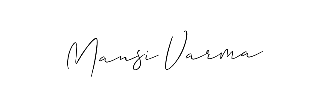 The best way (Allison_Script) to make a short signature is to pick only two or three words in your name. The name Mansi Varma include a total of six letters. For converting this name. Mansi Varma signature style 2 images and pictures png