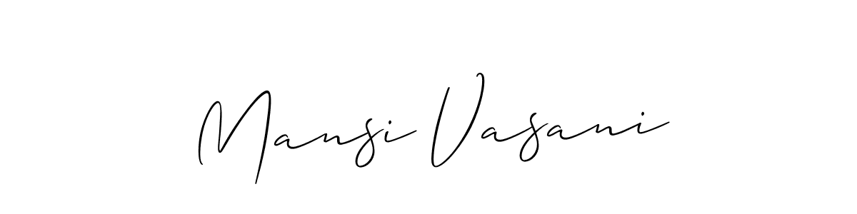 Make a short Mansi Vasani signature style. Manage your documents anywhere anytime using Allison_Script. Create and add eSignatures, submit forms, share and send files easily. Mansi Vasani signature style 2 images and pictures png