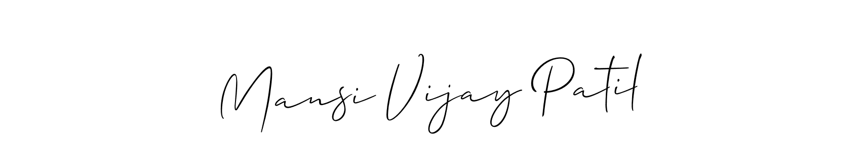 It looks lik you need a new signature style for name Mansi Vijay Patil. Design unique handwritten (Allison_Script) signature with our free signature maker in just a few clicks. Mansi Vijay Patil signature style 2 images and pictures png