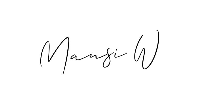 Use a signature maker to create a handwritten signature online. With this signature software, you can design (Allison_Script) your own signature for name Mansi W. Mansi W signature style 2 images and pictures png