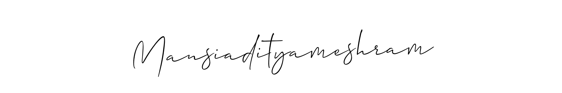 Similarly Allison_Script is the best handwritten signature design. Signature creator online .You can use it as an online autograph creator for name Mansiadityameshram. Mansiadityameshram signature style 2 images and pictures png
