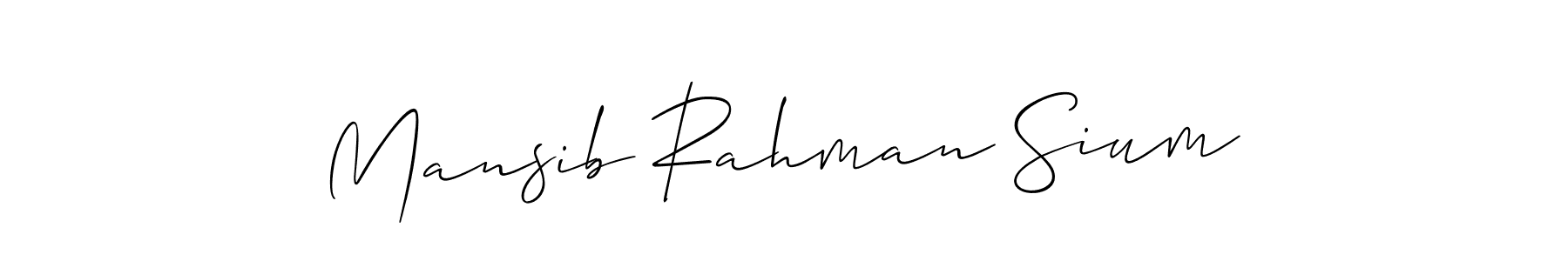 Also we have Mansib Rahman Sium name is the best signature style. Create professional handwritten signature collection using Allison_Script autograph style. Mansib Rahman Sium signature style 2 images and pictures png