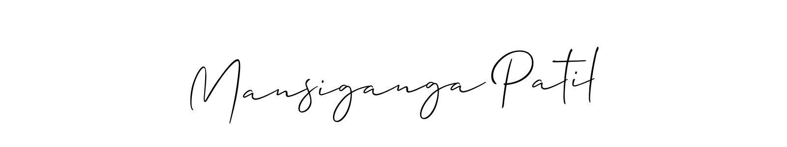 This is the best signature style for the Mansiganga Patil name. Also you like these signature font (Allison_Script). Mix name signature. Mansiganga Patil signature style 2 images and pictures png