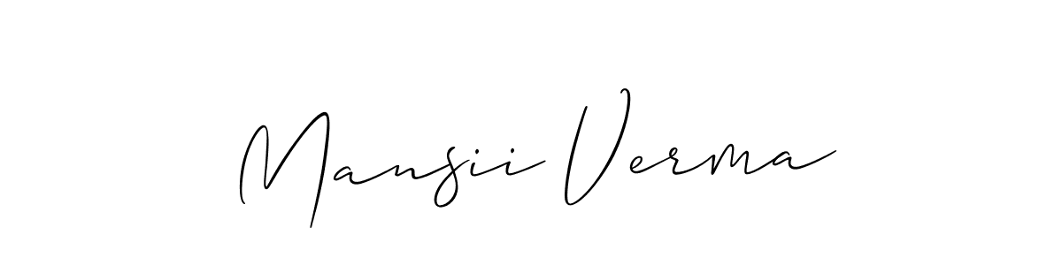 Make a beautiful signature design for name Mansii Verma. With this signature (Allison_Script) style, you can create a handwritten signature for free. Mansii Verma signature style 2 images and pictures png