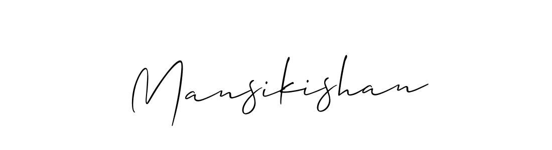 How to make Mansikishan signature? Allison_Script is a professional autograph style. Create handwritten signature for Mansikishan name. Mansikishan signature style 2 images and pictures png