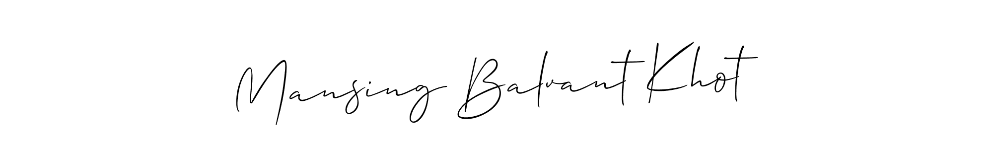 Create a beautiful signature design for name Mansing Balvant Khot. With this signature (Allison_Script) fonts, you can make a handwritten signature for free. Mansing Balvant Khot signature style 2 images and pictures png