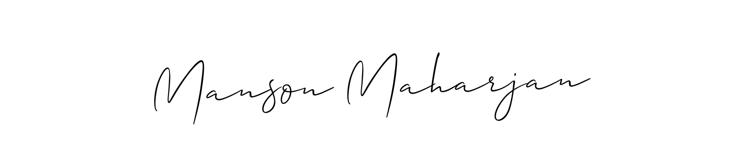Use a signature maker to create a handwritten signature online. With this signature software, you can design (Allison_Script) your own signature for name Manson Maharjan. Manson Maharjan signature style 2 images and pictures png